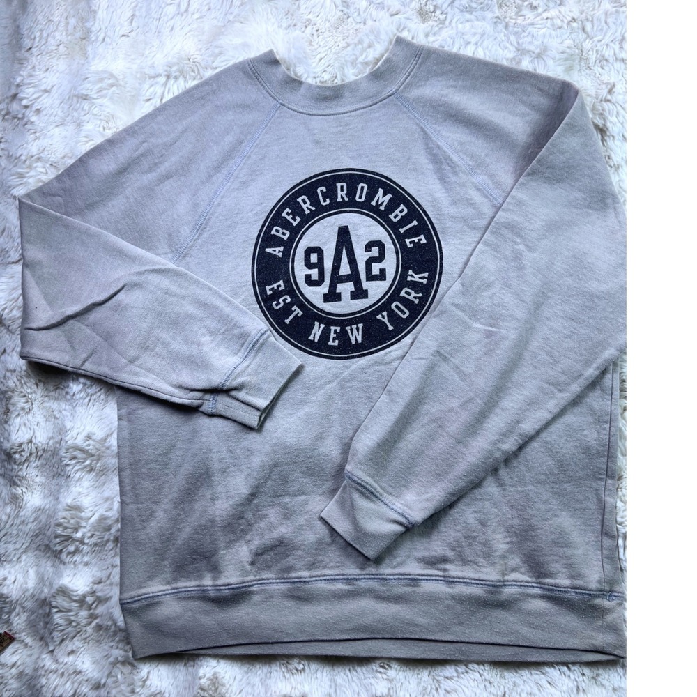 Abercrombie Kids Gray Raglan Graphic Sweatshirt XL 9A2 Glitter Logo A39